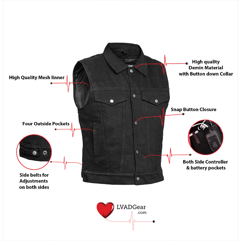 Men's LVAD BLACK DENIM Vest
