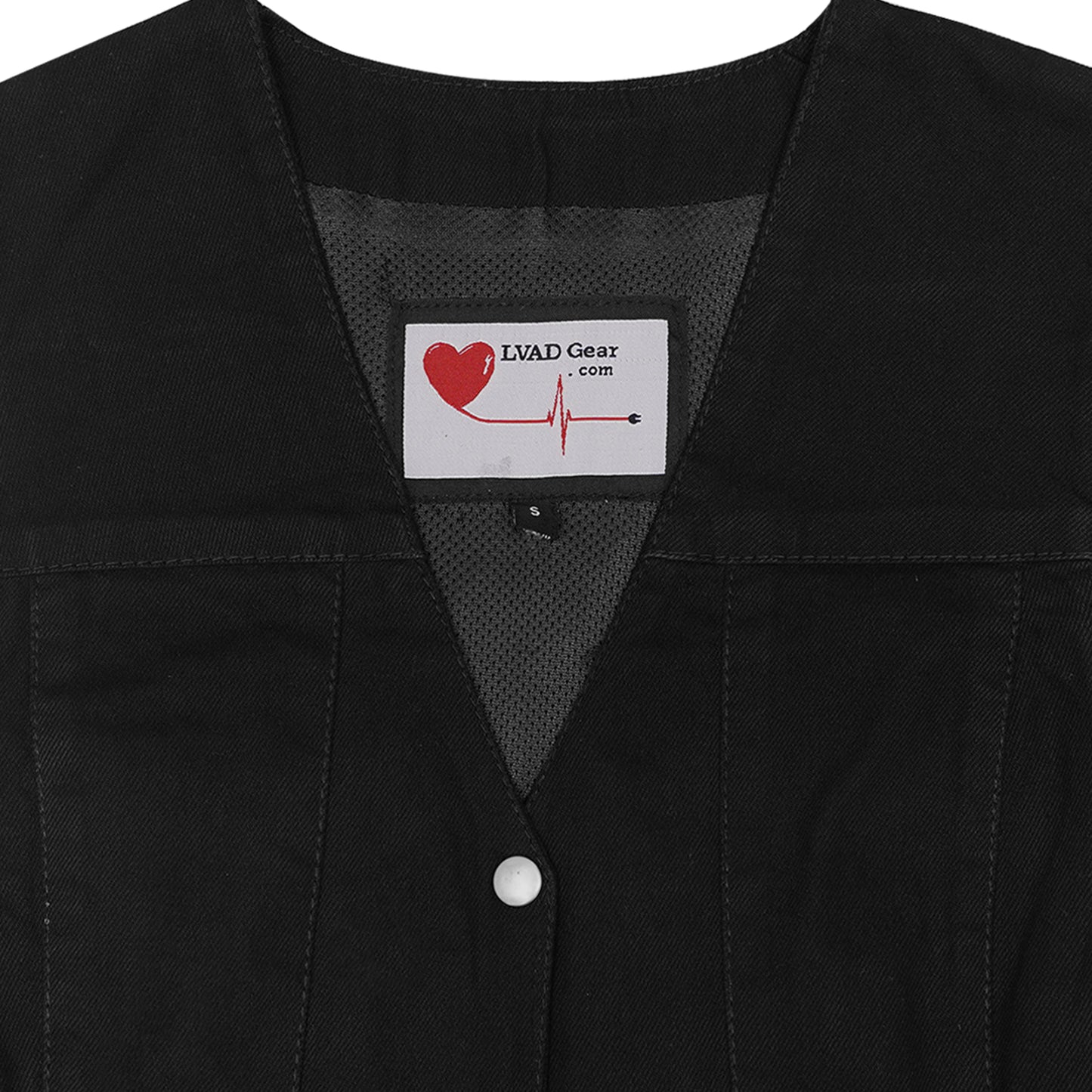 Womens LVAD HEARTMATE Black Denim Vest