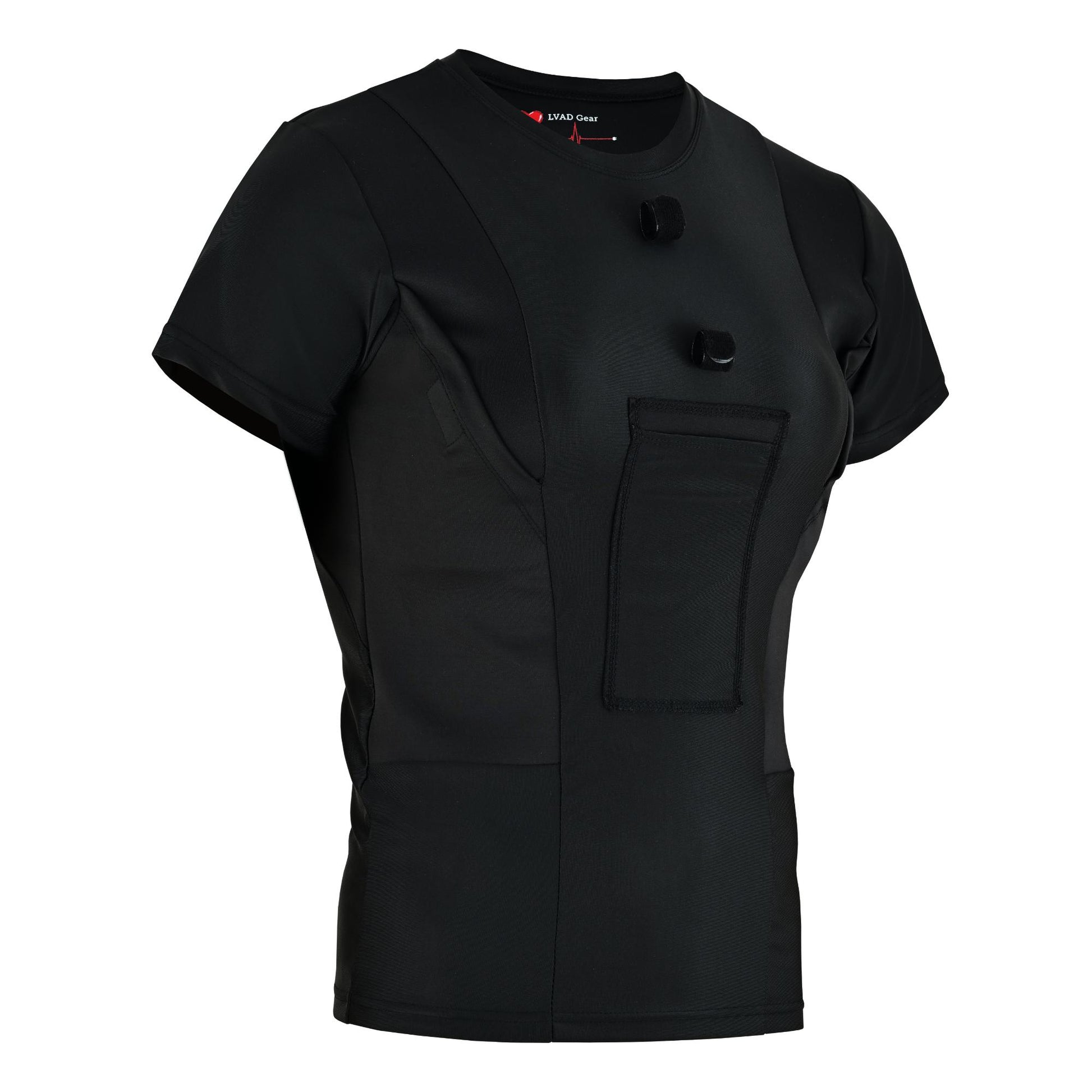 Black LVAD HeartMate women’s shirt designed for comfort and LVAD support