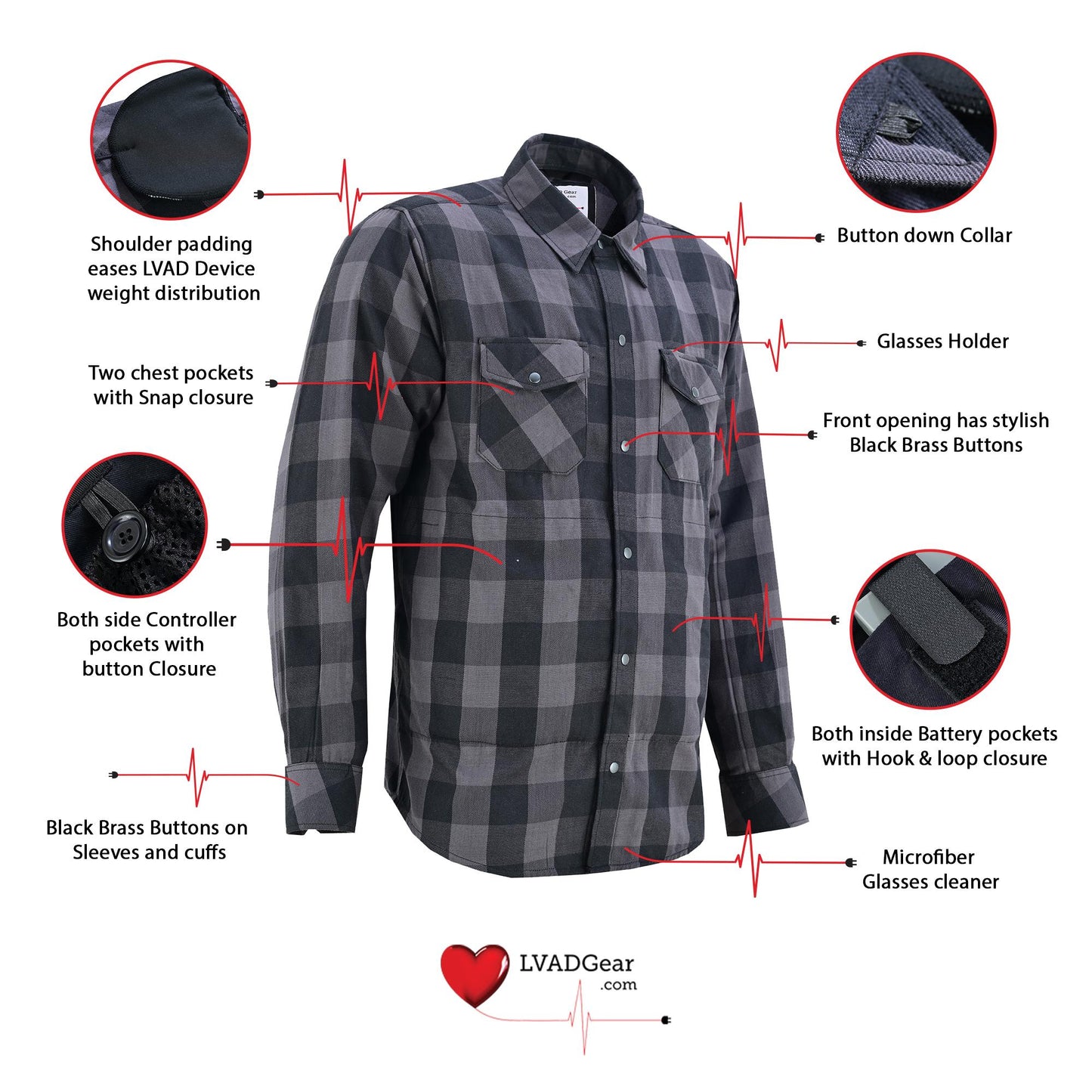 LVAD Men’s Flannel Shirt Gray & Black