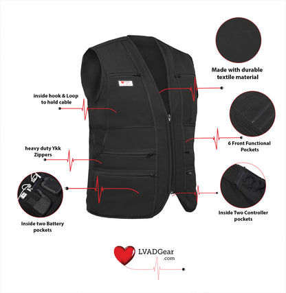 LVAD HeartMate Men’s Textile Vest – Black