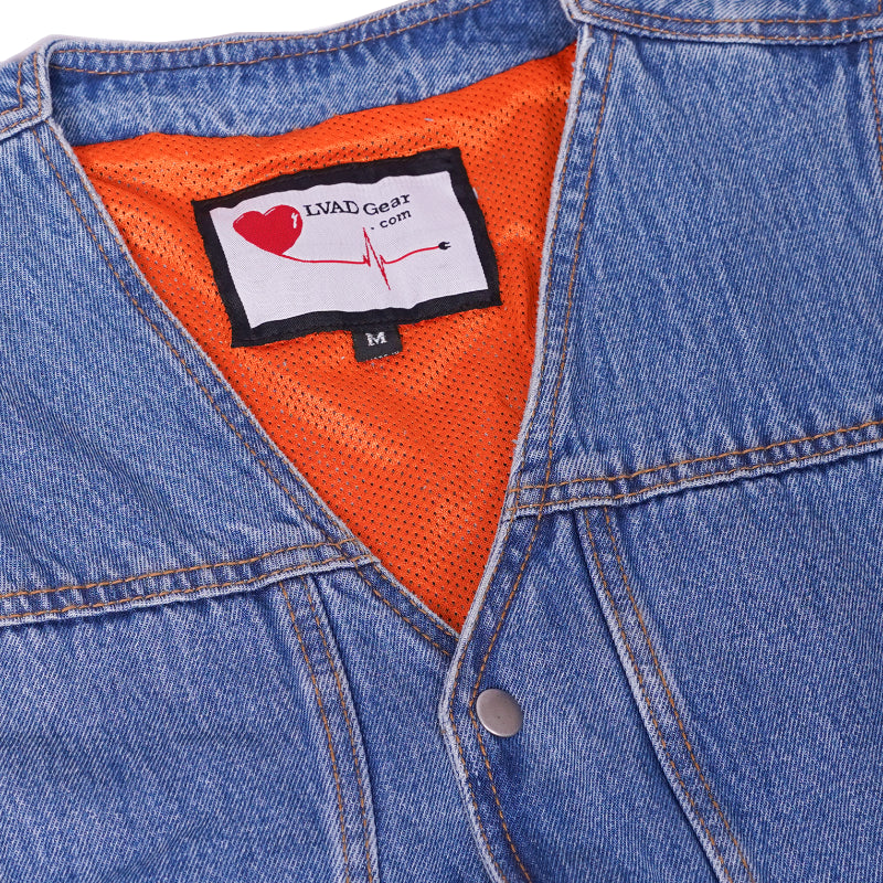 Men's LVAD HEARTMATE Blue Denim Vest