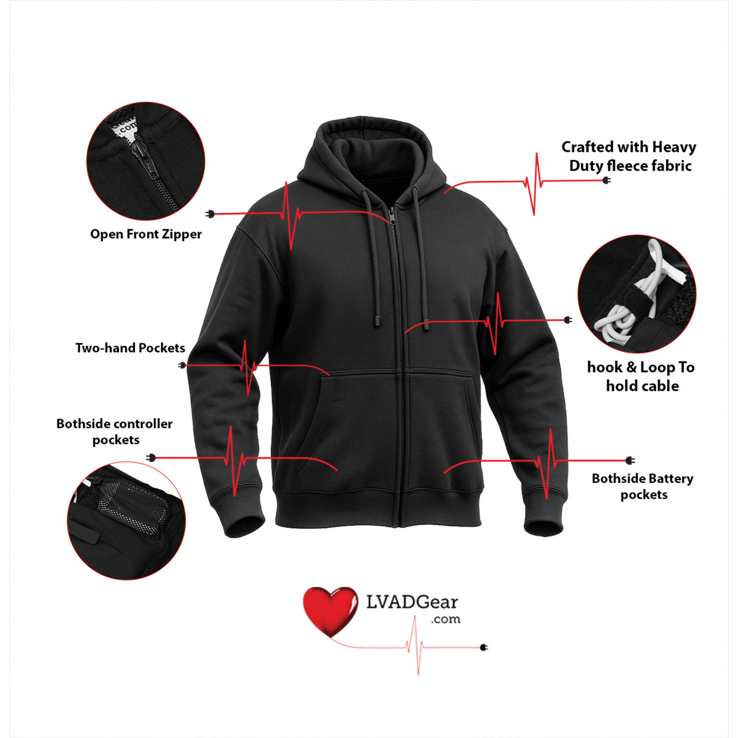 LVAD HeartMate Men's Hoodie - Black