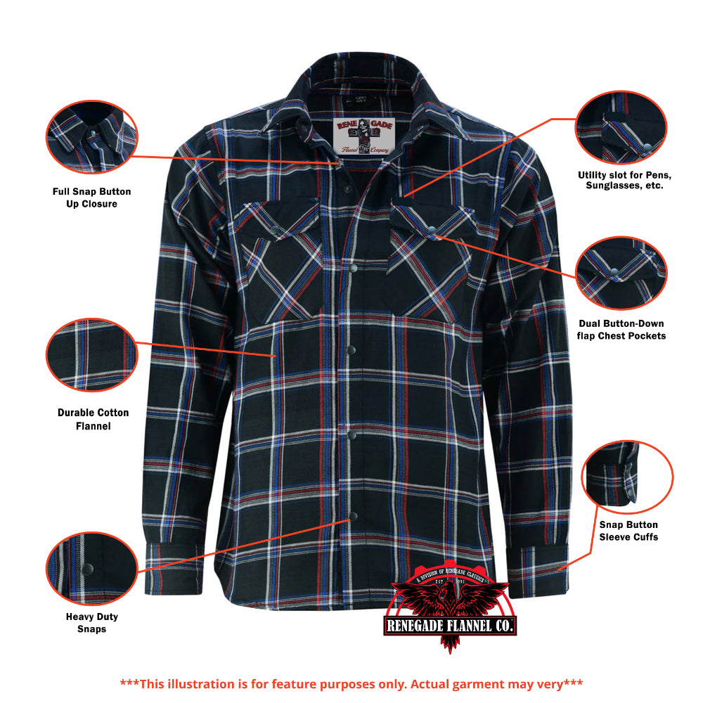 Flannel Shirt - Black, Red and Blue