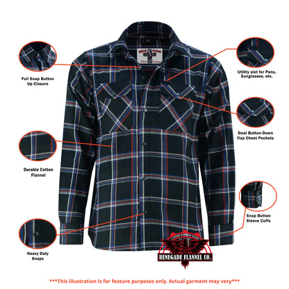 Flannel Shirt - Black, Red and Blue