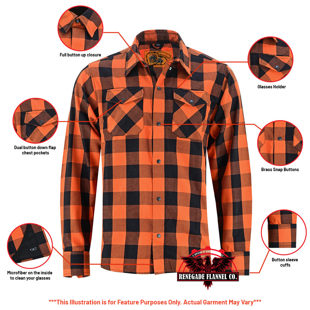 Flannel Shirt - Orange and Black