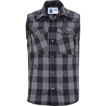 Men’s Gray Black Sleeveless Flannel