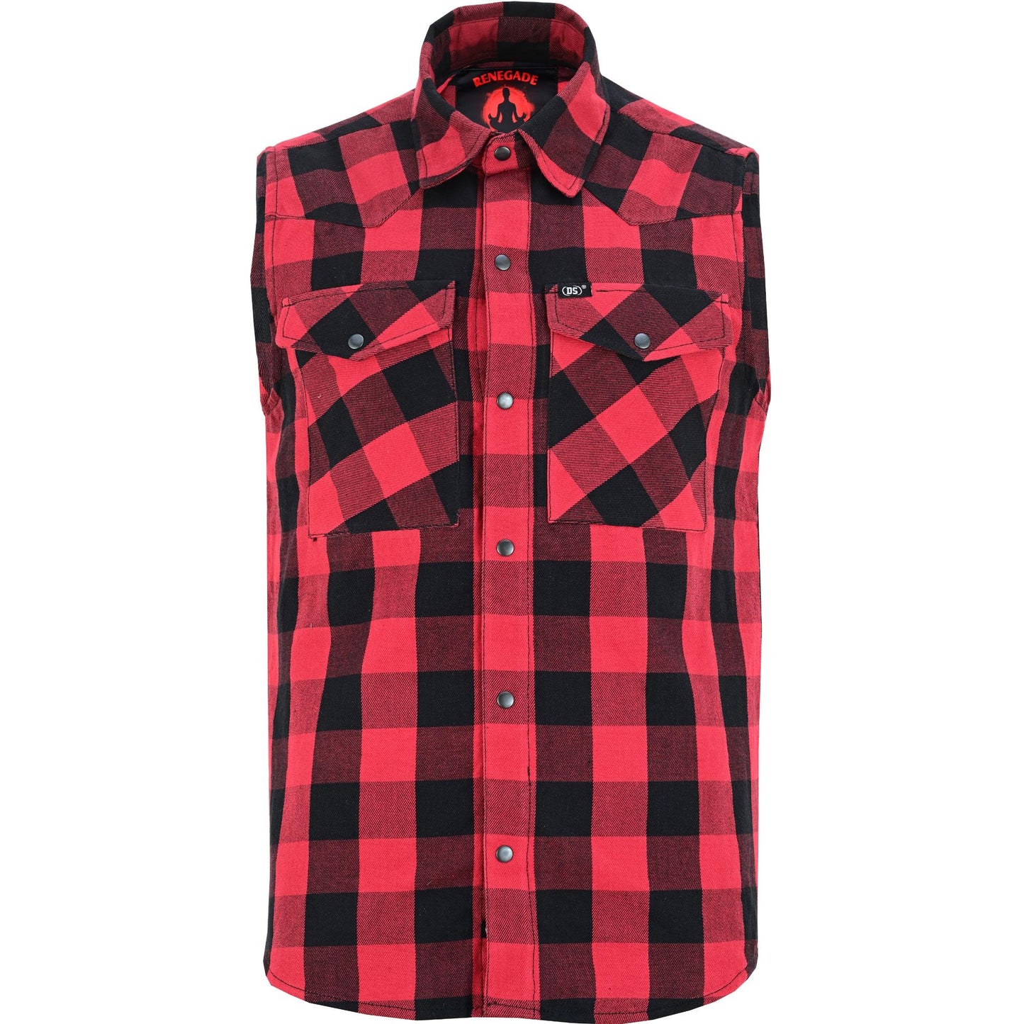 Men’s Red and Black Sleeveless Flannel