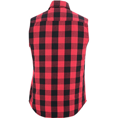 Men’s Red and Black Sleeveless Flannel