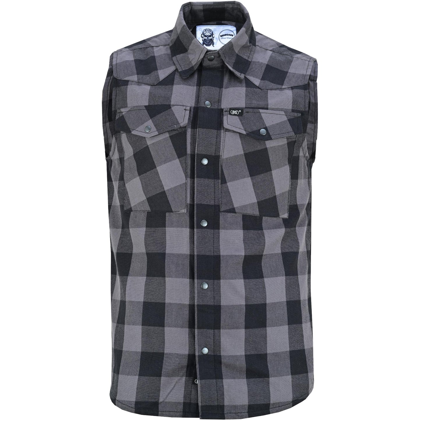 Men’s Gray Black Sleeveless Flannel