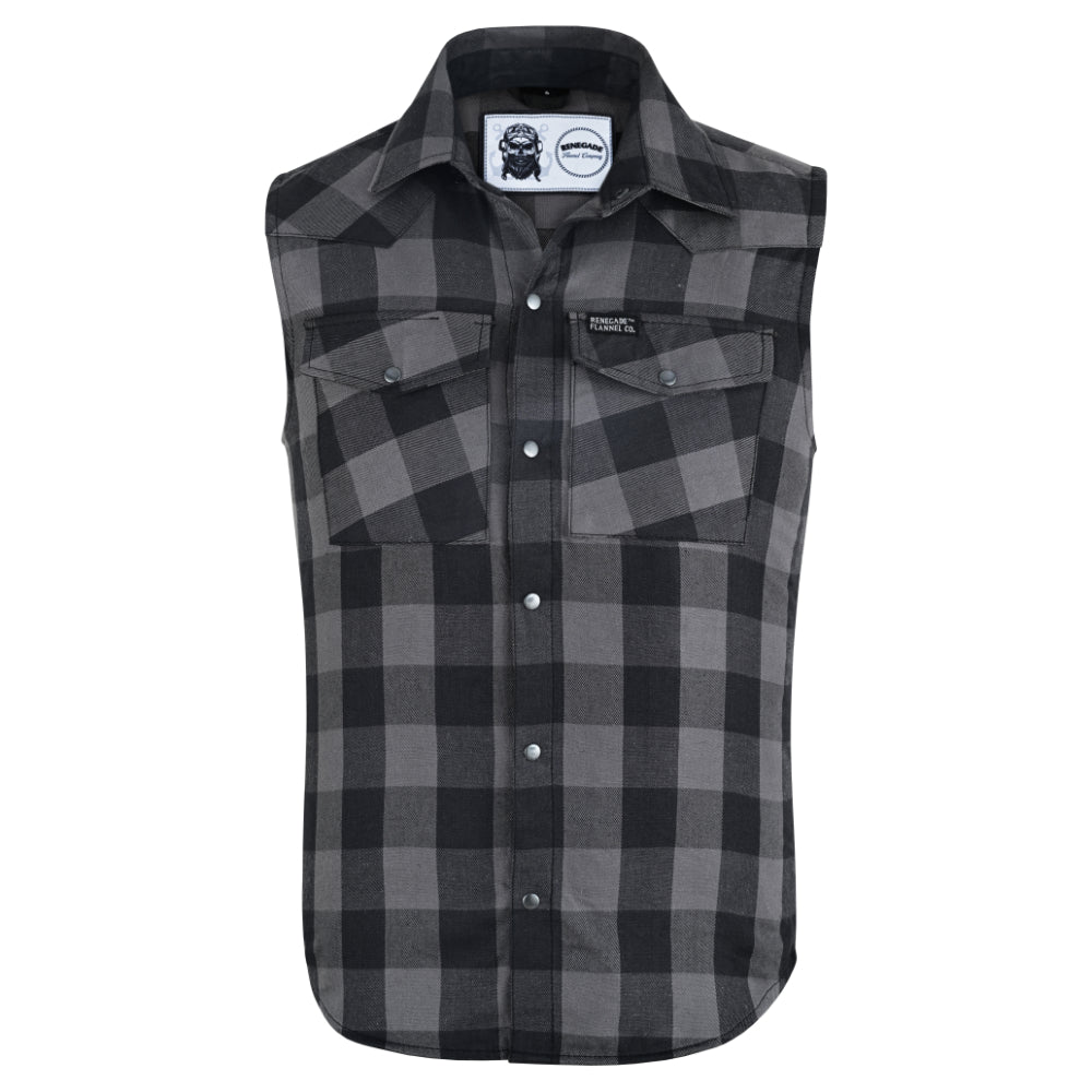 Men’s Gray Black Sleeveless Flannel