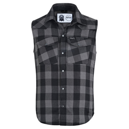 Men’s Gray Black Sleeveless Flannel