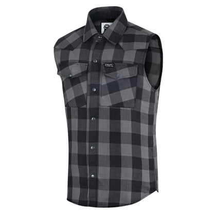 Men’s Gray Black Sleeveless Flannel