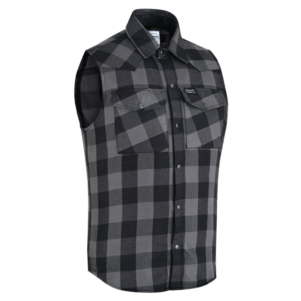 Men’s Gray Black Sleeveless Flannel - LVAD Gear