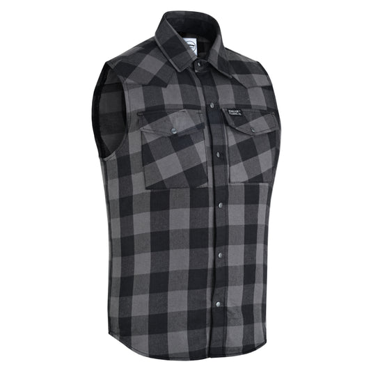 Men’s Gray Black Sleeveless Flannel