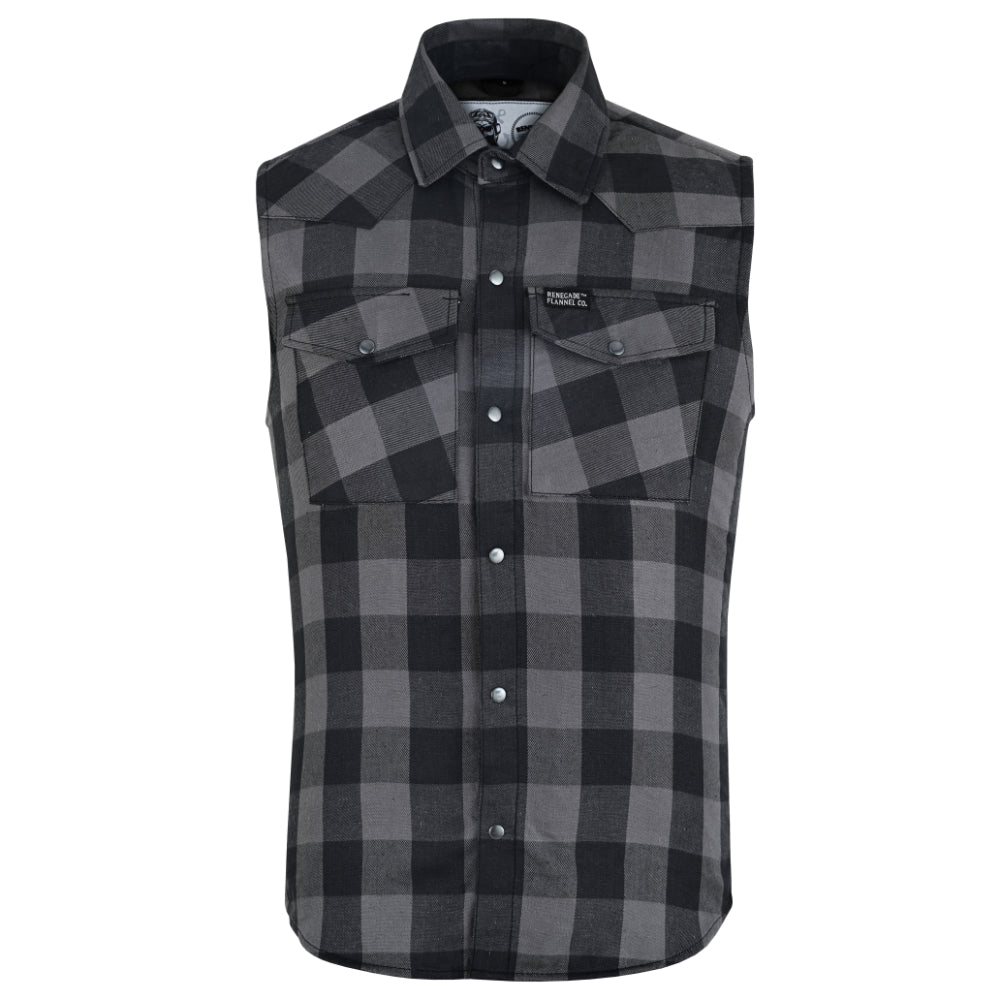 Men’s Gray Black Sleeveless Flannel