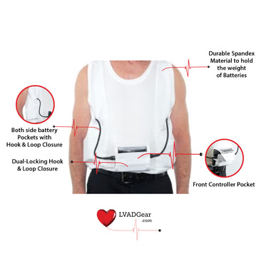 LVAD Men Tank Top for HeartWare White - LVAD Gear