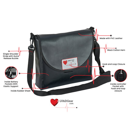 LVAD Messenger Bags–Black Vinyl