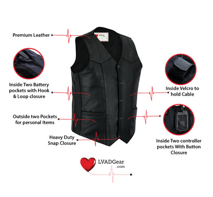 Men's Leather LVAD Vest