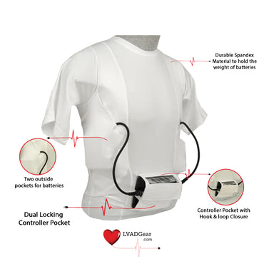 HeartWare LVAD Men Shirt White - LVAD Gear