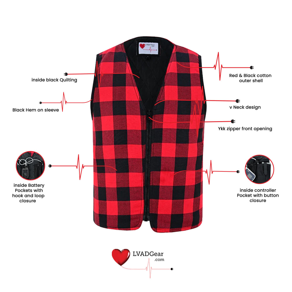 LVAD Flannel Vest Red