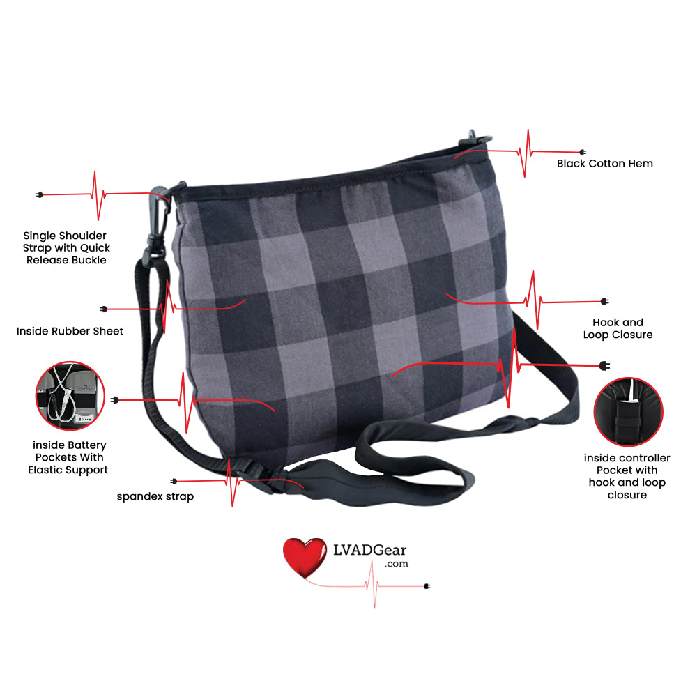 LVAD Flannel Grey Bag