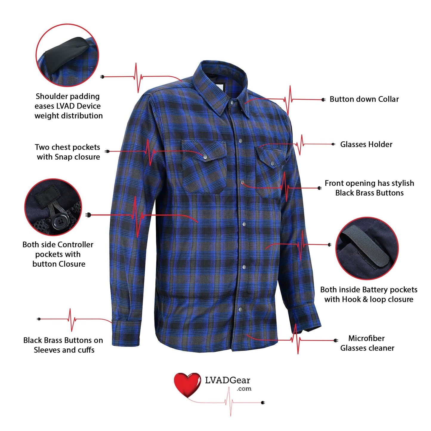 LV139 LVAD Men’s Flannel Shirt Daze Blue & Black