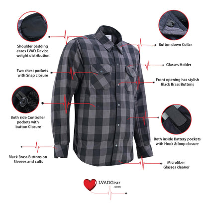 LV140 LVAD Men’s Flannel Shirt Gray & Black