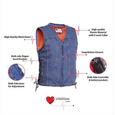 Men's LVAD Blue Denim Vest