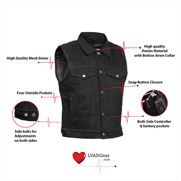 Men's LVAD HEARTMATE BLACK DENIM Vest