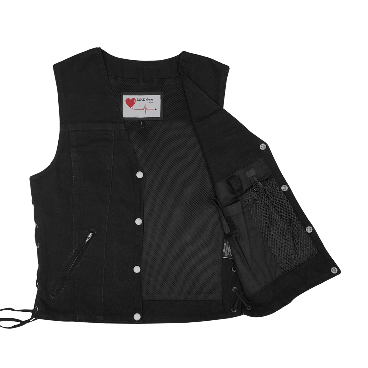 Womens LVAD HEARTMATE Black Denim Vest