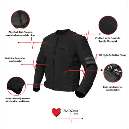 LVAD Heartmate Black Men's Textile Jacket