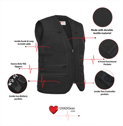LVAD HeartMate Men’s Textile Vest – Black
