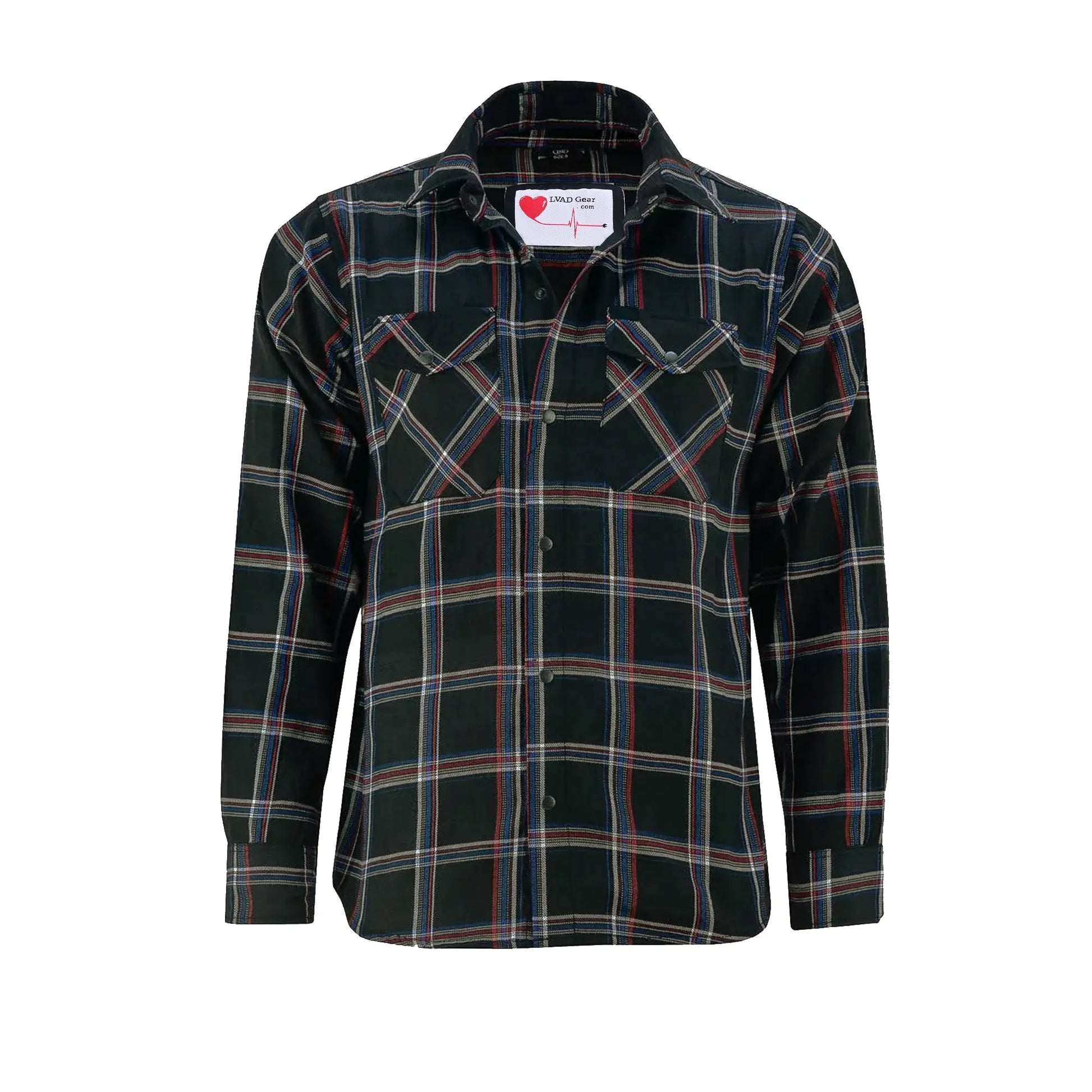 LVAD Men’s Flannel Shirt Black, Red & Blue