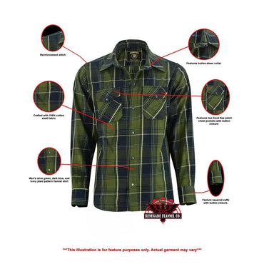Men's Green Flannel Shirt - LVAD Gear