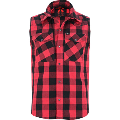 Men’s Red and Black Sleeveless Flannel