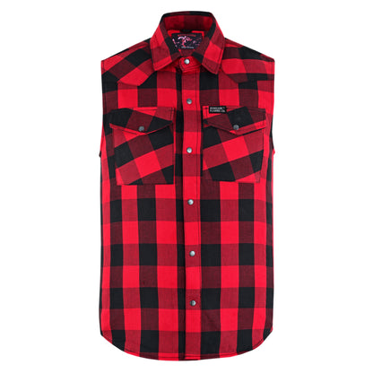 Men’s Red and Black Sleeveless Flannel