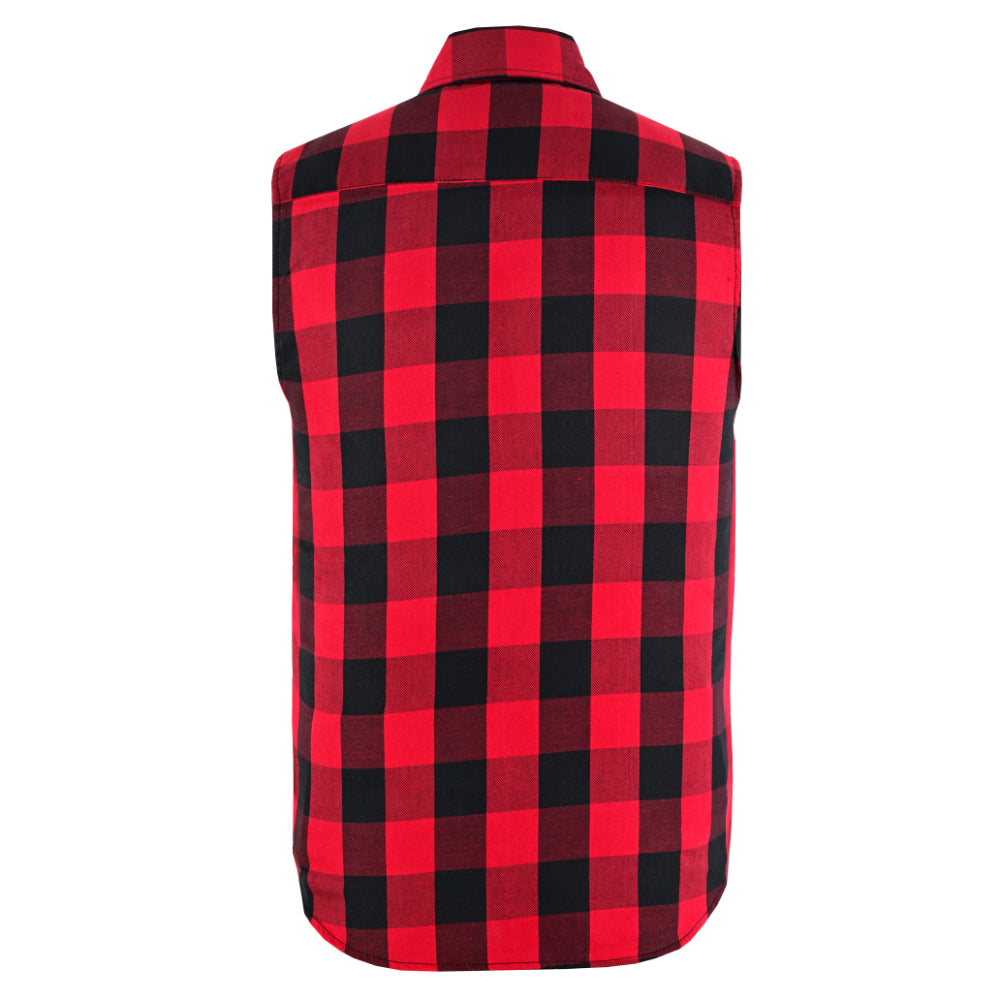 Men’s Red and Black Sleeveless Flannel