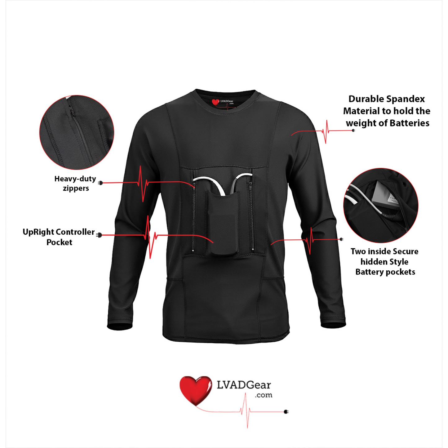 LVAD HeartMate Men's Full Sleeves Shirt Black