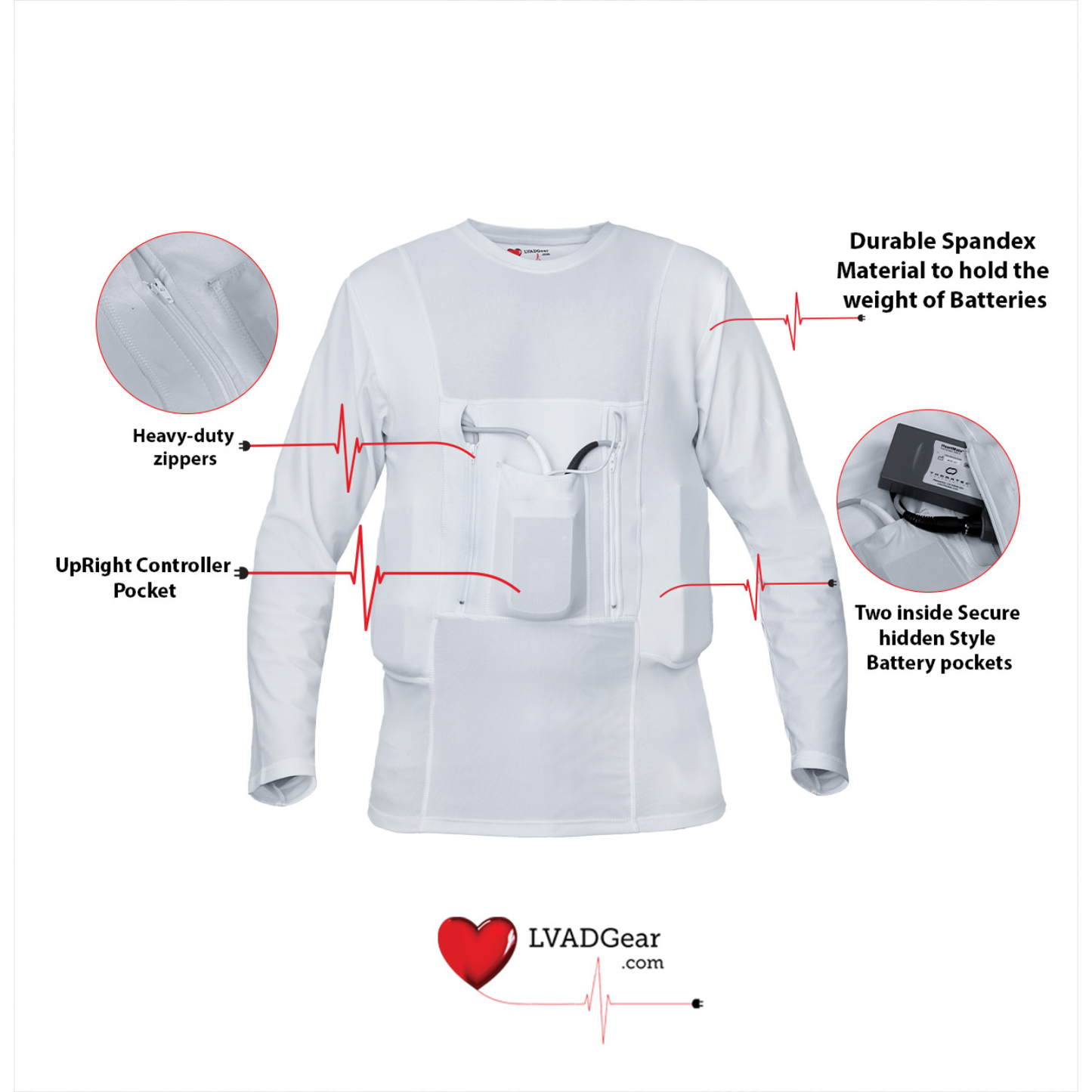 LVAD HeartMate Men's Full Sleeves Shirt White