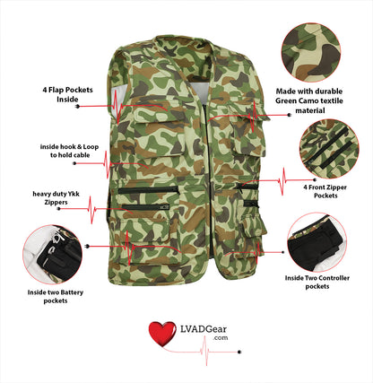 LVAD HeartMate Men's Textile Vest - Green Camo
