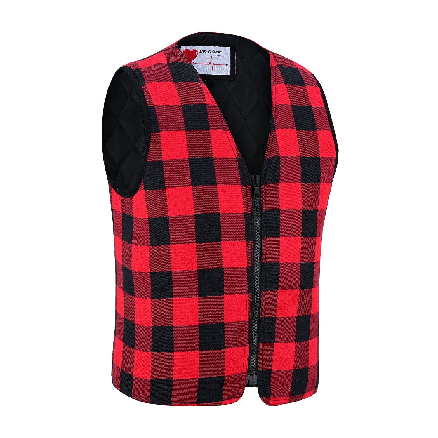 LVAD HeartMate Unisex Flannel Vest – Red & Black