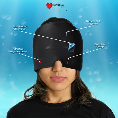 LVAD Gear Instant Migraine Relief Cap, Hot and Cold Therapy Hat for Relief from Stress, Tension, and Eye and Sinuses Pain