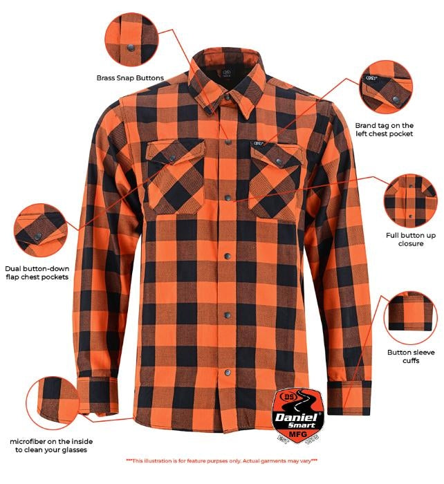 Flannel Shirt - Orange and Black