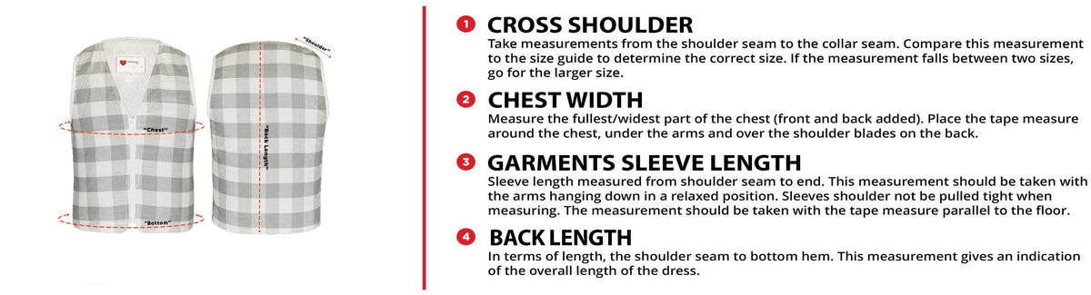 Flannel Vest Size Chart Guide